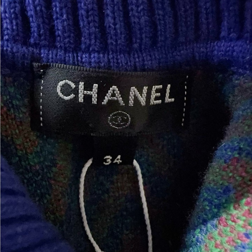 🚩steal authentic Chanel Blue and Purple Chevron Mini Dress - Picture 6 of 9